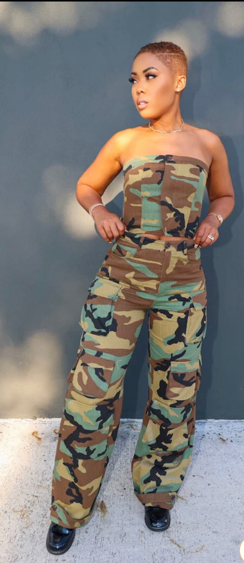 Sexy Fitted Camo Print Army Costume Jumpsuit