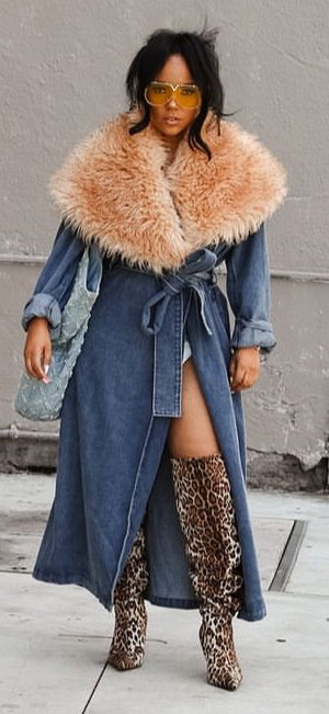 Cozy Chic Denim Wrap Coat