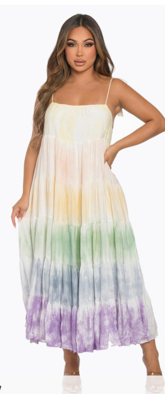 Shades Of Color Ombre Maxi Dress