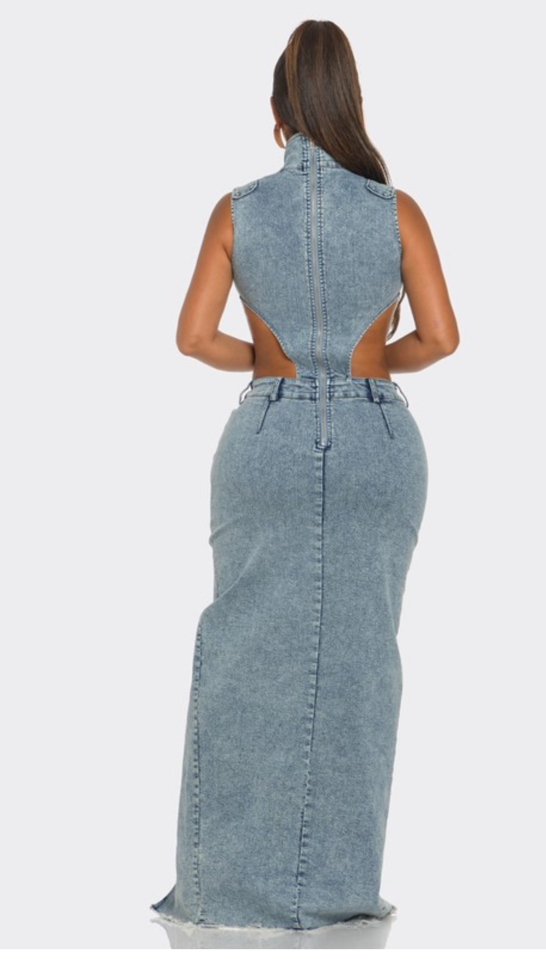 Rose’ Peekaboo Denim Dress