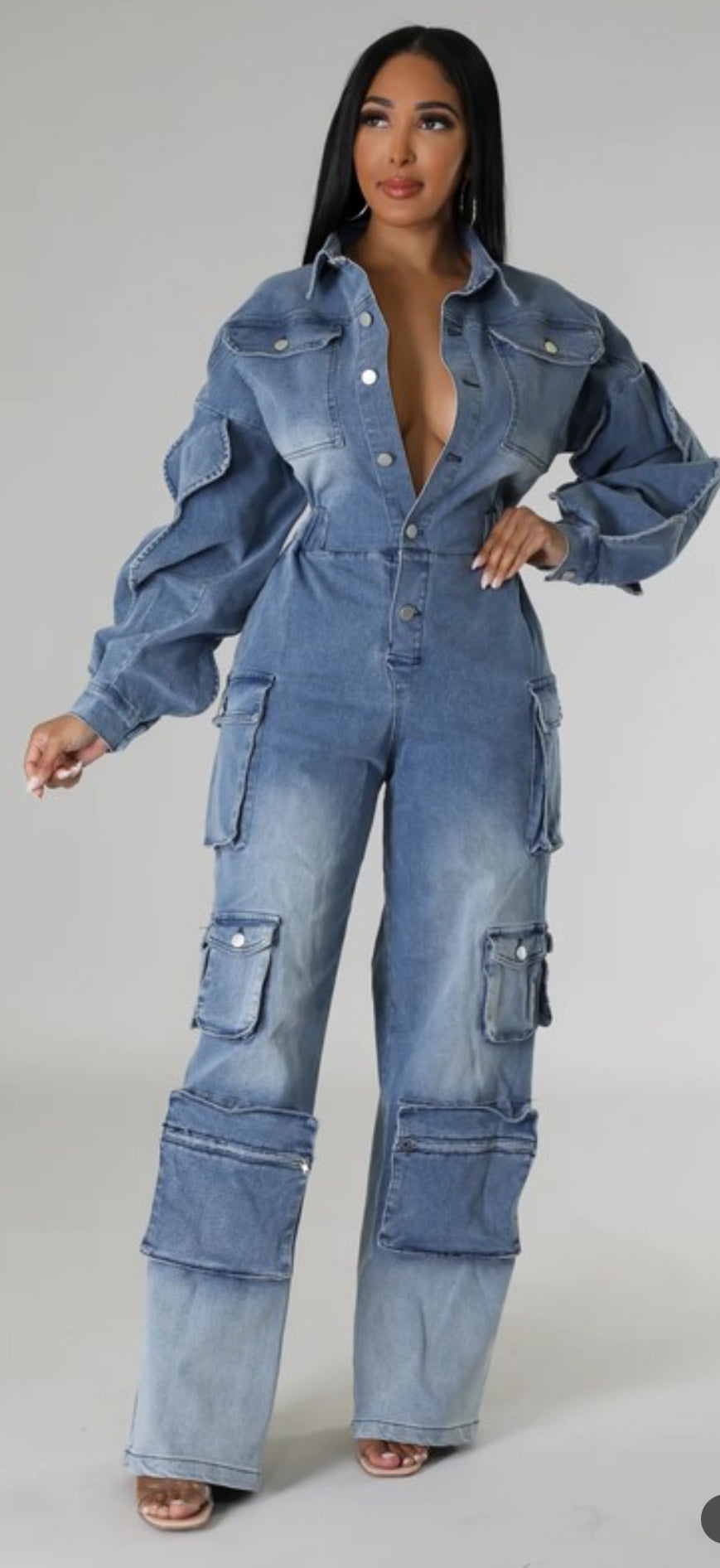 Gia Denim Cargo Jumpsuit