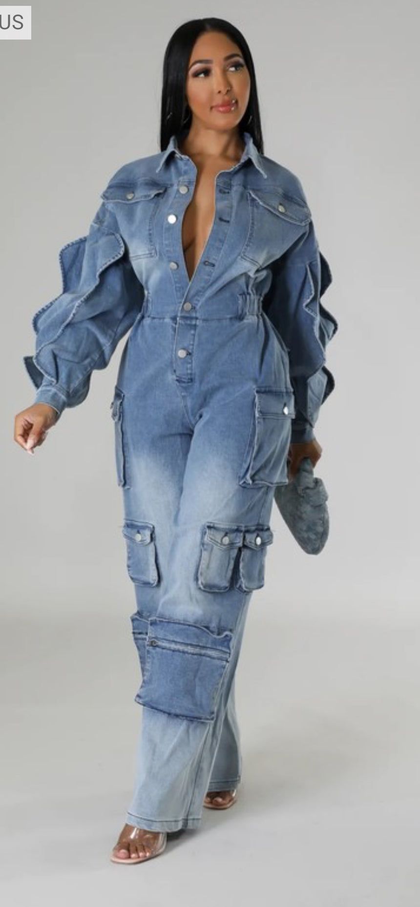 Gia Denim Cargo Jumpsuit