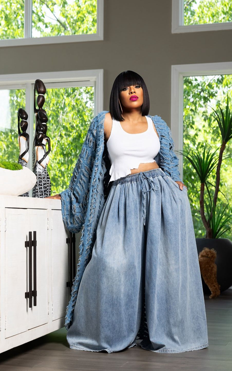 Jada Wide Leg Denim Pants