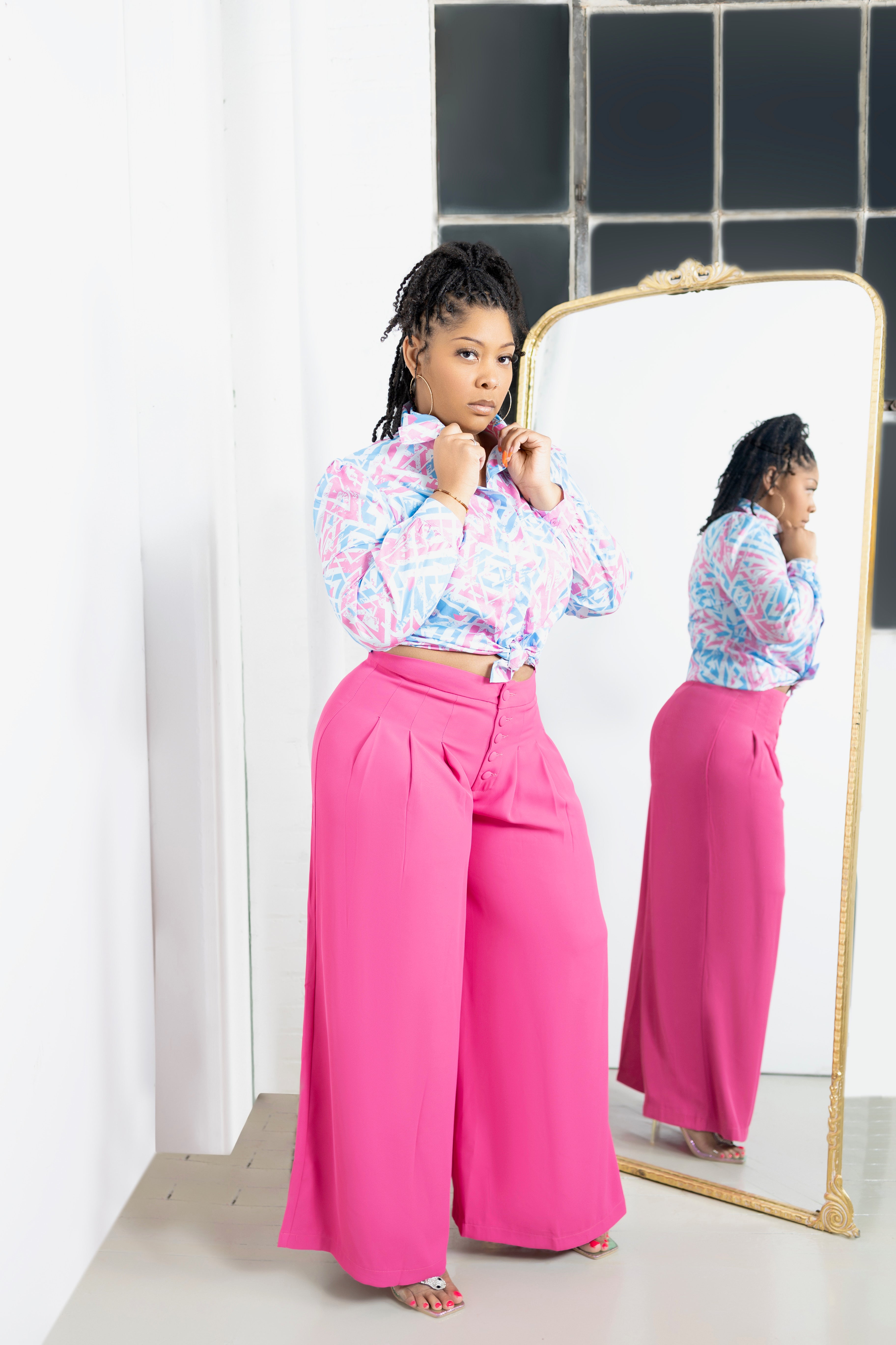 Fuchsia wide shop leg pants